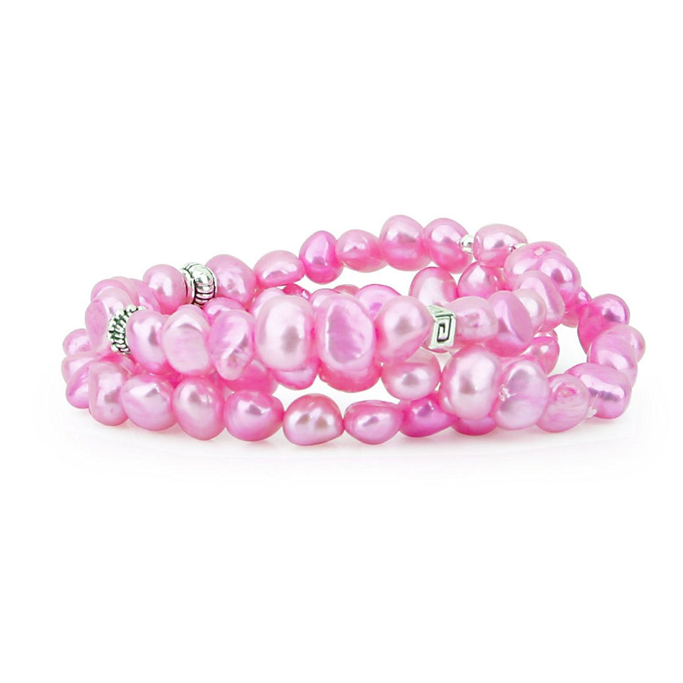 7–8mm Pink Freshwater Pearl Stretch Bracelets, Set of 3