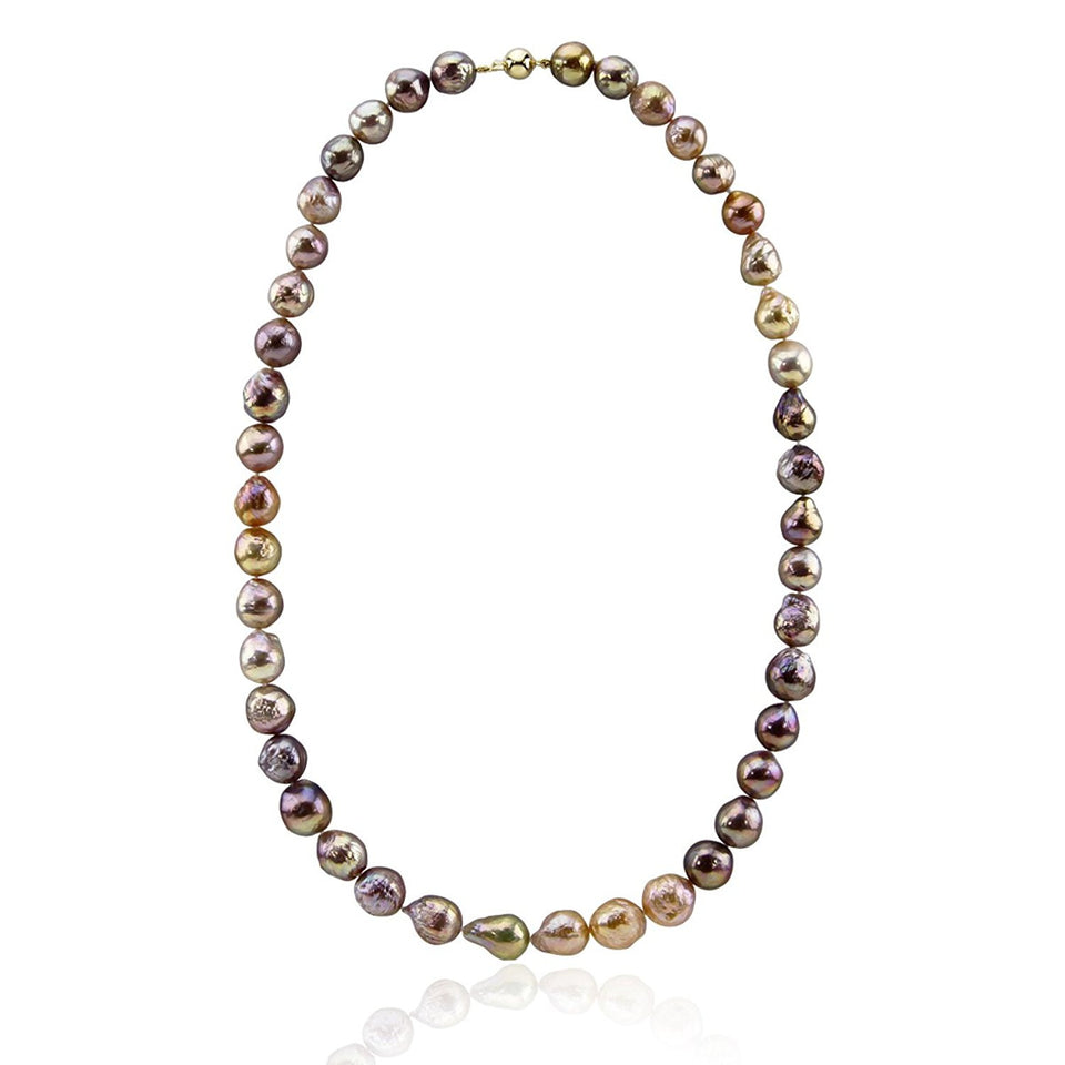 14K Yellow Gold 10–13mm Multicolor Edison Freshwater Cultured Pearl Necklace, 23"