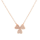 Rose-Gold-Flashed Silver Three-Leaf Clover Pendant with 18" Chain
