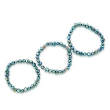 Genuine Freshwater Cultured Pearl 7-8mm Blue Stretch Bracelets with Base Metal Beads (Set of 3), 7.5" — product view 2