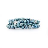 7–8mm Blue Freshwater Pearl Stretch Bracelets, Set of 3