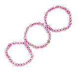 Genuine Freshwater Cultured Pearl 7-8mm Pink Stretch Bracelets with Base Metal Beads (Set of 3), 7.5" — product view 2
