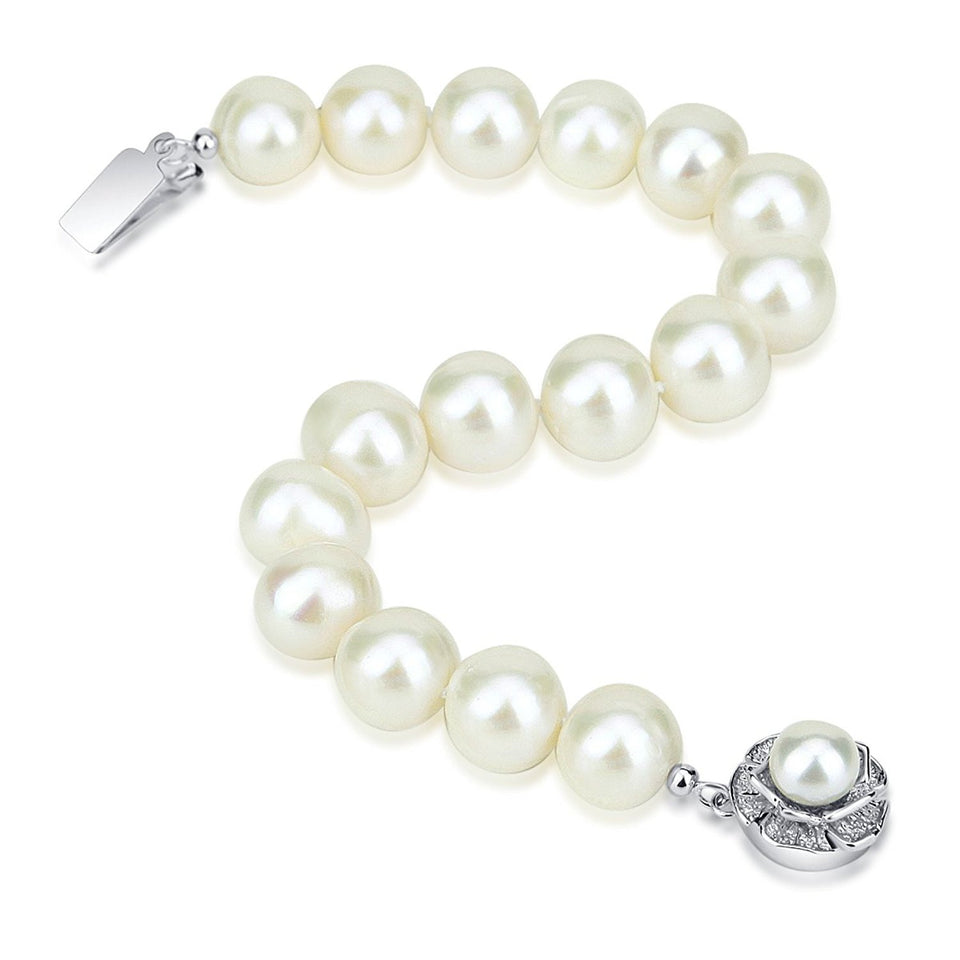 10.5–11.5mm White Circlé Freshwater Cultured Pearl Bracelet, 7.5"