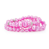7–8mm Dark Pink Freshwater Pearl Stretch Bracelets, Set of 3