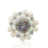 Multicolor Freshwater Cultured Pearl Brooch with Rhinestones