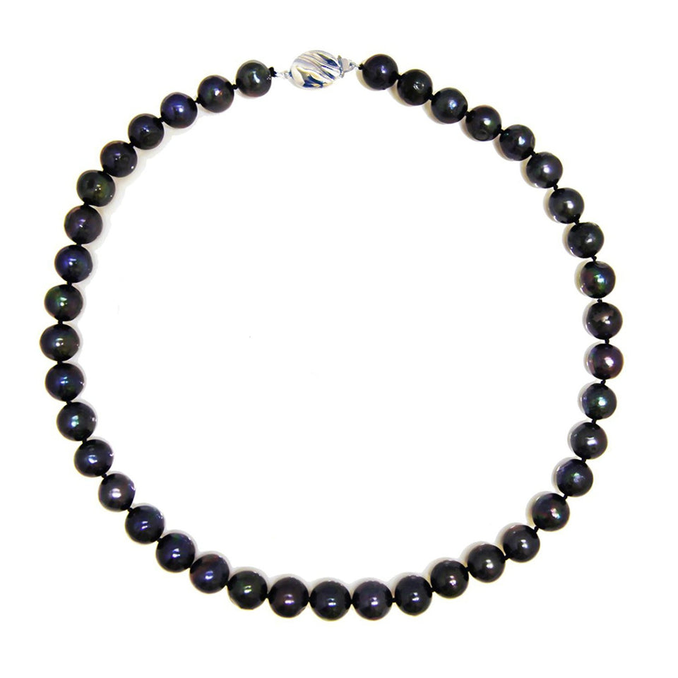 10–11mm Black Freshwater Cultured Pearl Necklace, 18"