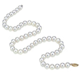 14K Gold 7–7.5mm White Akoya Pearl Necklace, 18"