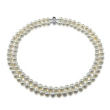 Sterling Silver 2-Row 8–9mm White Freshwater Cultured Pearl Necklace, 17–18"