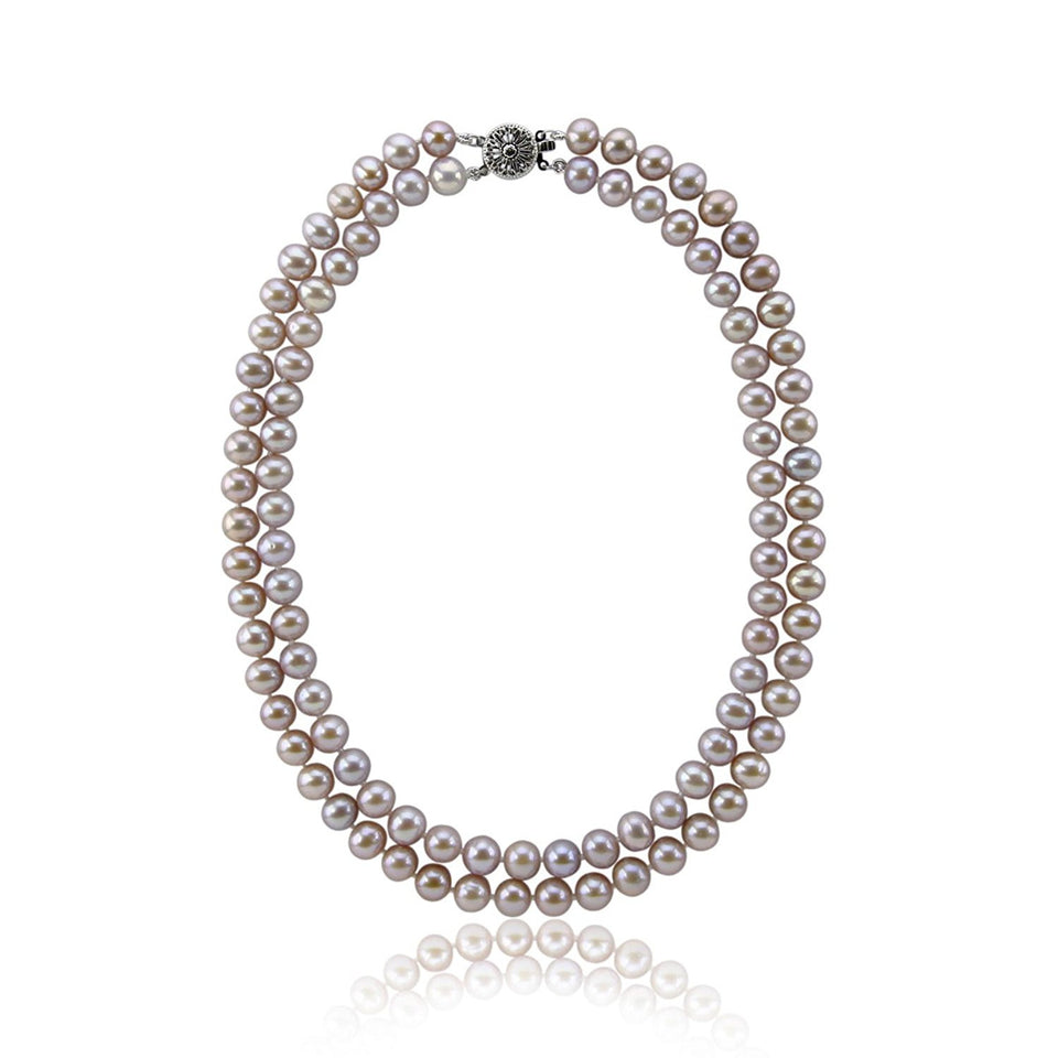 2-Row 8–9mm Lavender Freshwater Pearl Necklace, 17–18"