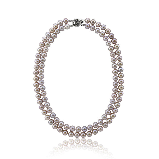 2-Row 8–9mm Lavender Freshwater Pearl Necklace, 17–18"