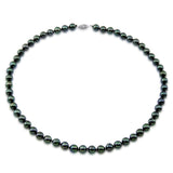 14K White Gold 7–7.5mm Black Akoya Cultured Pearl Necklace, 18", and Earring Set