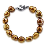 10–11mm Brown Baroque Freshwater Cultured Pearl Bracelet, 7.5"