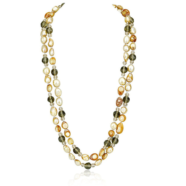 Champagne Freshwater Pearl & Bead Endless Necklace, 48"