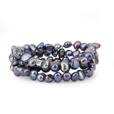 7–8mm Black Freshwater Pearl Stretch Bracelets, Set of 3
