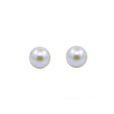 Alternate view of 7–7.5mm white Akoya pearl stud earrings in 14K yellow gold