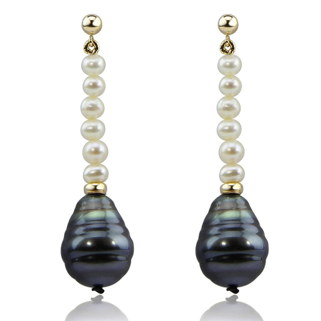 14K Gold Freshwater & 10–11mm Baroque Tahitian Pearl Earrings