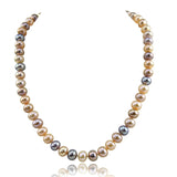 14K White Gold 8.5–9.5mm Multicolor Freshwater Cultured Pearl Necklace, 18"