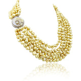 5-Row Champagne Freshwater Cultured Pearl Necklace with Mother-of-Pearl Base Metal Clasp