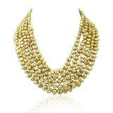 5-Row Champagne Freshwater Cultured Pearl Necklace with Mother-of-Pearl Base Metal Clasp