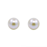 14K Yellow Gold 8.5–9mm Round White Freshwater Cultured Pearl Stud Earring