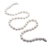14K White Gold 7–7.5mm White Akoya Cultured Pearl Necklace, 20"