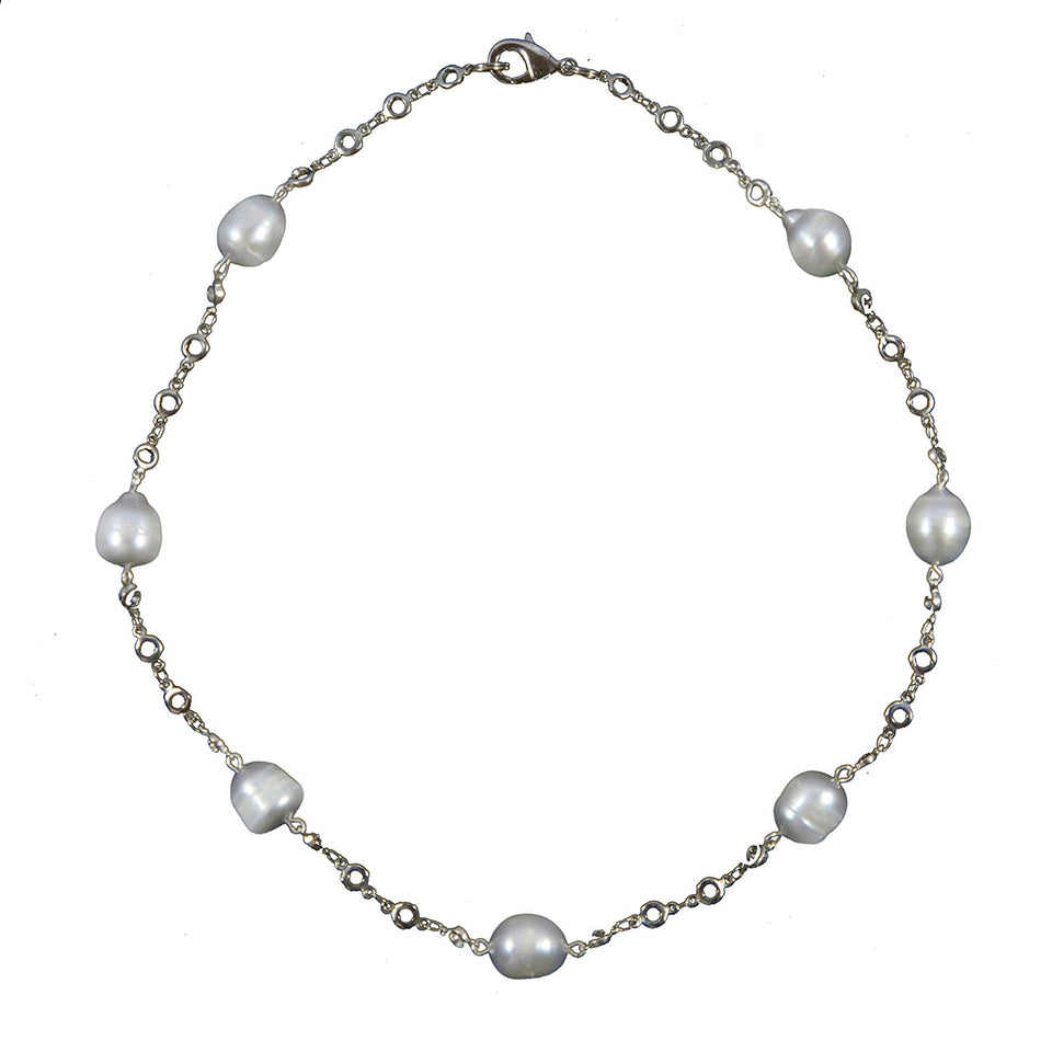 10–11mm Grey Freshwater Cultured Pearl Station Necklace, 18"