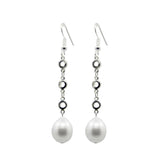 10–11mm White Freshwater Pearl Station Earrings