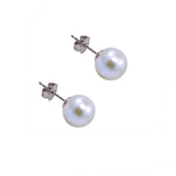 14K White Gold 6–6.5mm White Round Freshwater Cultured Pearl Stud Earrings