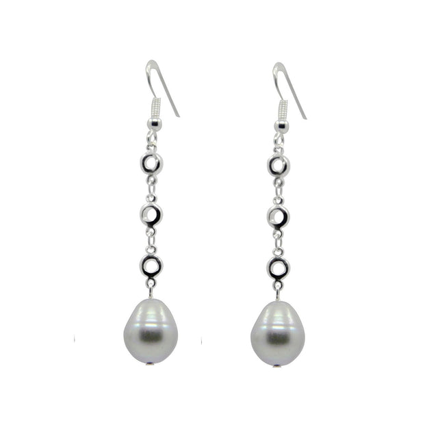10–11mm Grey Freshwater Cultured Pearl Station Earrings