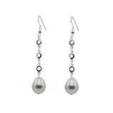 10–11mm Grey Freshwater Cultured Pearl Station Earrings