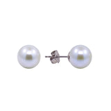 14K White Gold 7–7.5mm White Round Freshwater Cultured Pearl Stud Earrings