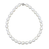 11–12mm White Oval Freshwater Cultured Pearl Necklace, 18"
