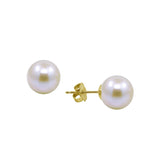 14K Yellow Gold 6.5–7mm White Round Freshwater Cultured Pearl Stud Earrings