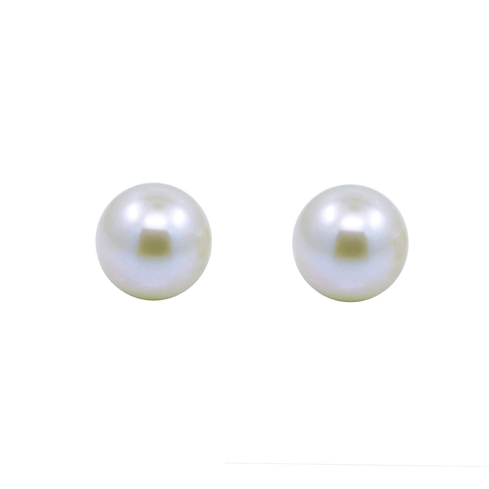 14K Yellow Gold 12–13mm White Round South Sea Cultured Pearl Stud Earrings