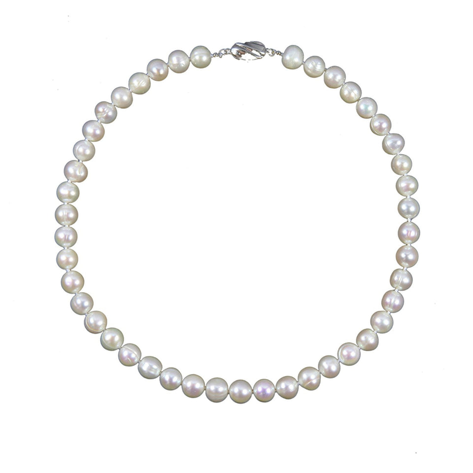 8.5–9.5mm White Circlé Freshwater Pearl Necklace, 17.5"