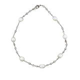 10–11mm White Freshwater Cultured Pearl Station Necklace, 18"