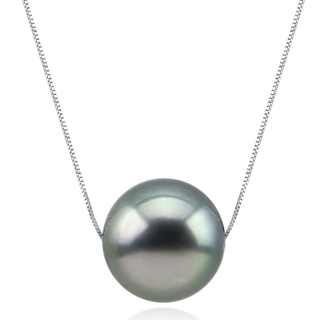 Akwaya 9–10mm Black Tahitian Pearl Lucky Pendant Necklace